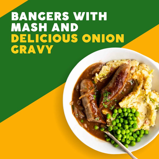 Bangers with Mash and Delicious Onion Gravy - Joshua Meals