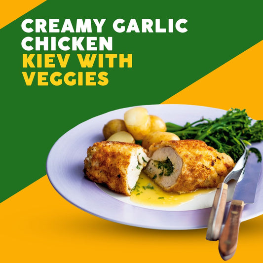 Creamy Garlic Chicken Kiev with Veggies - Joshua Meals