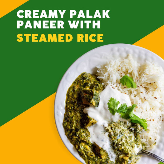 Creamy Palak Paneer with Steamed Rice - Joshua Meals