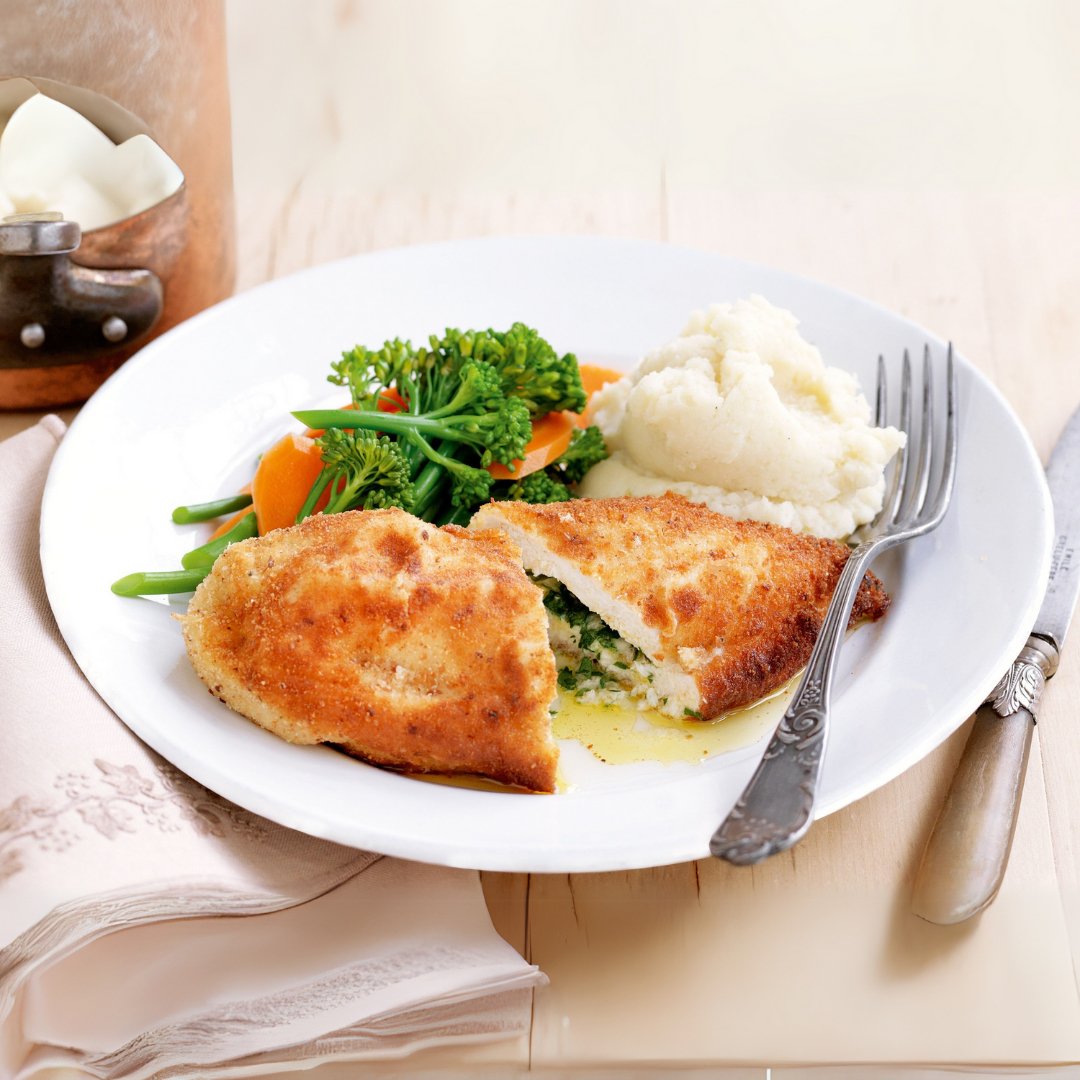 Creamy Garlic Chicken Kiev with Veggies - Prepared Healthy Meals at Joshua Meals.