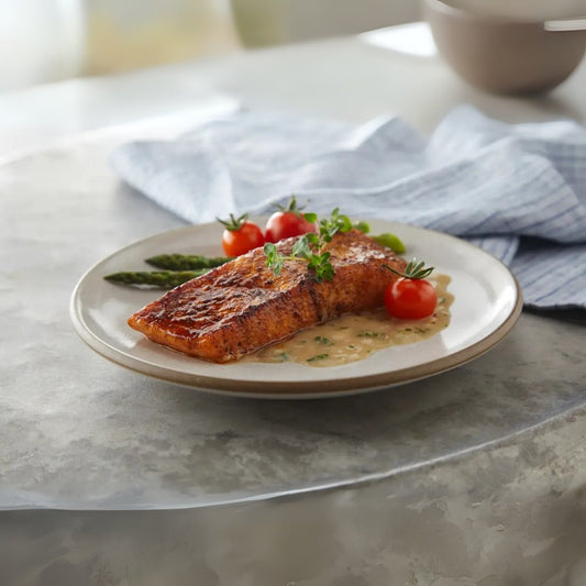 Easy Salmon with Creamy White Wine Sauce - Prepared Healthy Meals at Joshua Meals.