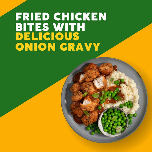 Fried Chicken Bites with Delicious Onion Gravy - Joshua Meals