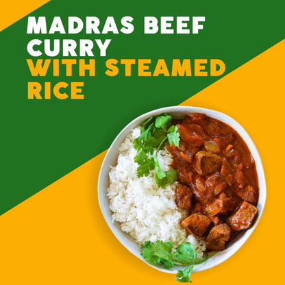 Madras Beef Curry with Steamed Rice - Freshly Cooked at Joshua Meals