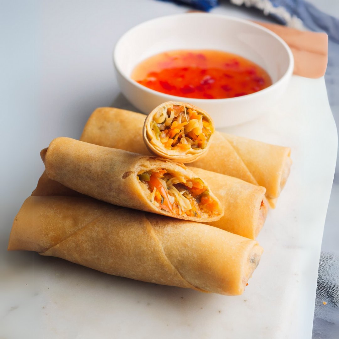 Veggie Spring Rolls with Tomato Sauce - Prepared Healthy Meals at Joshua Meals.