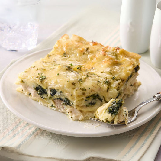 White Chicken & Mushroom Lasagne - Prepared Healthy Meals at Joshua Meals.